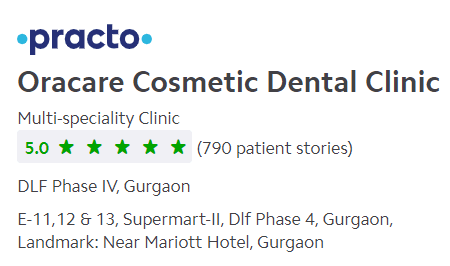 Practo reviews of OraCare Cosmetic Dental Clinic Gurgaon